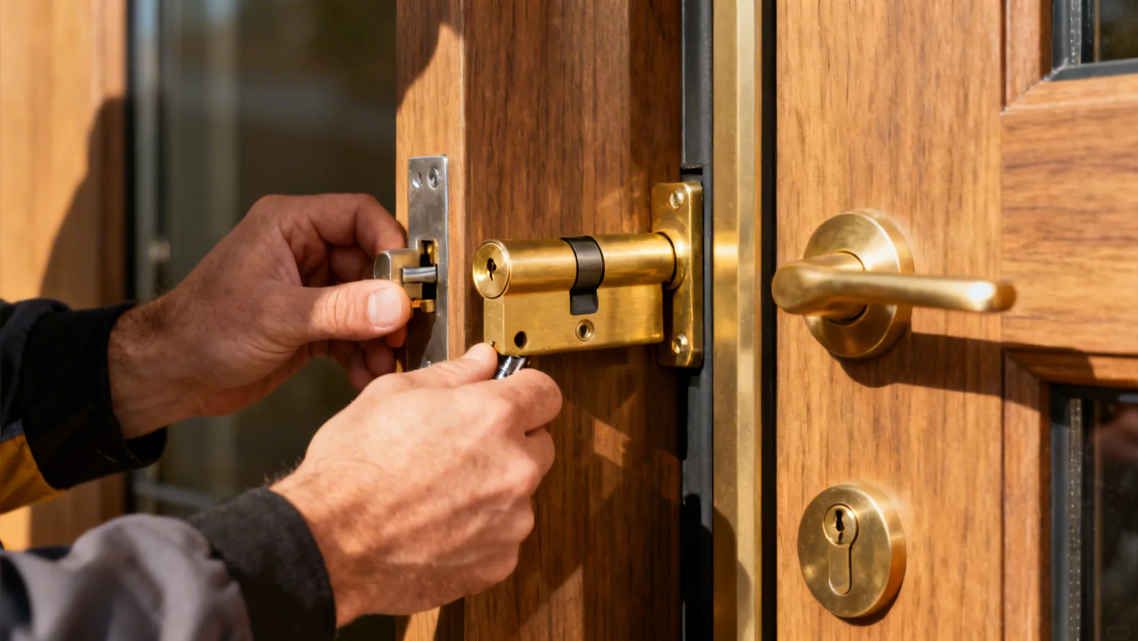 Serrurier professionnel installant un cylindre haute sécurité